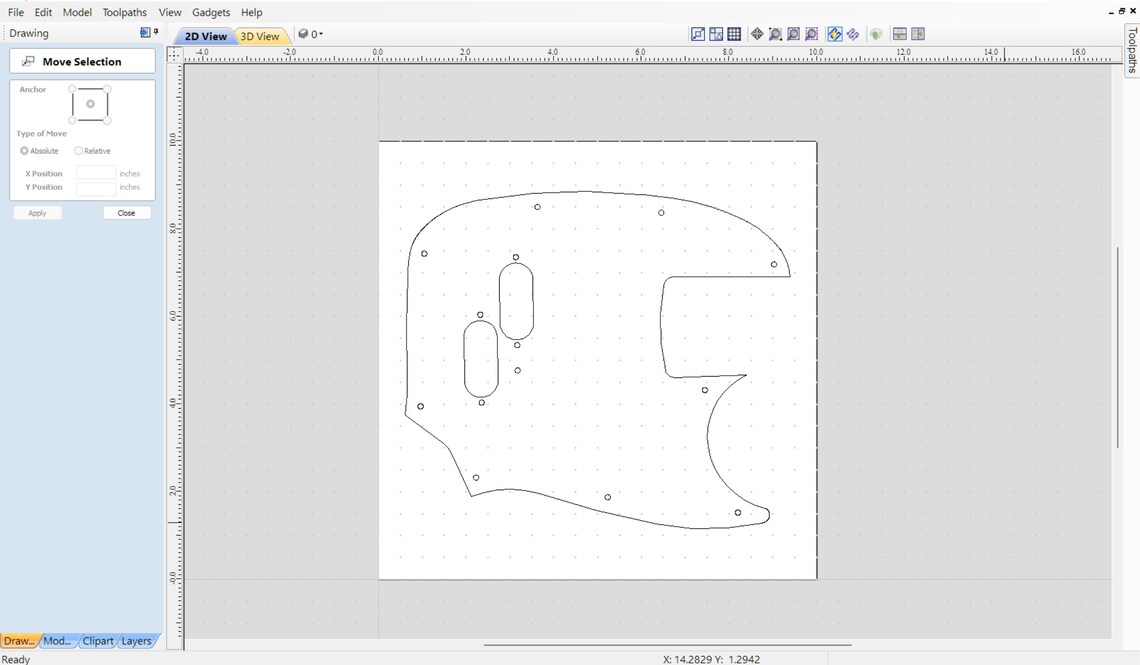 Fender Mustang Bass Guitar Pickguard 2D Template Files Dxf Dwg 11