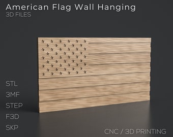 American Flag 3D Files | stl step skp f3d 3mf crv3d | Instant Download | cnc | 3D Printing | Woodworking Plan | USA Flag Wall Hanging