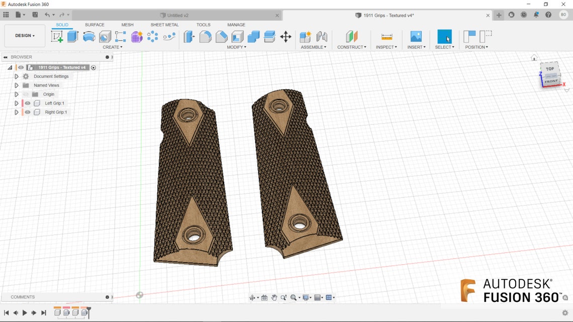 1911 Grips 3D CAD Files Stl Step Skp Obj 3mf F3d 1:1 Scale Instant ...