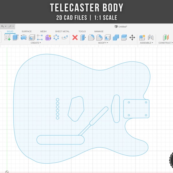 Fender Telecaster 2D CAD Drawing | 1:1 Scale | DXF DWG | Instant Download | cnc files | Electric Guitar Building | Woodworking