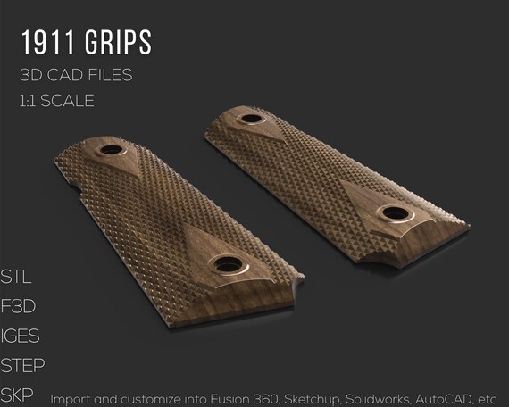 1911 Grips 3D CAD Files Stl Step Skp Obj 3mf F3d 1:1 Scale - Etsy