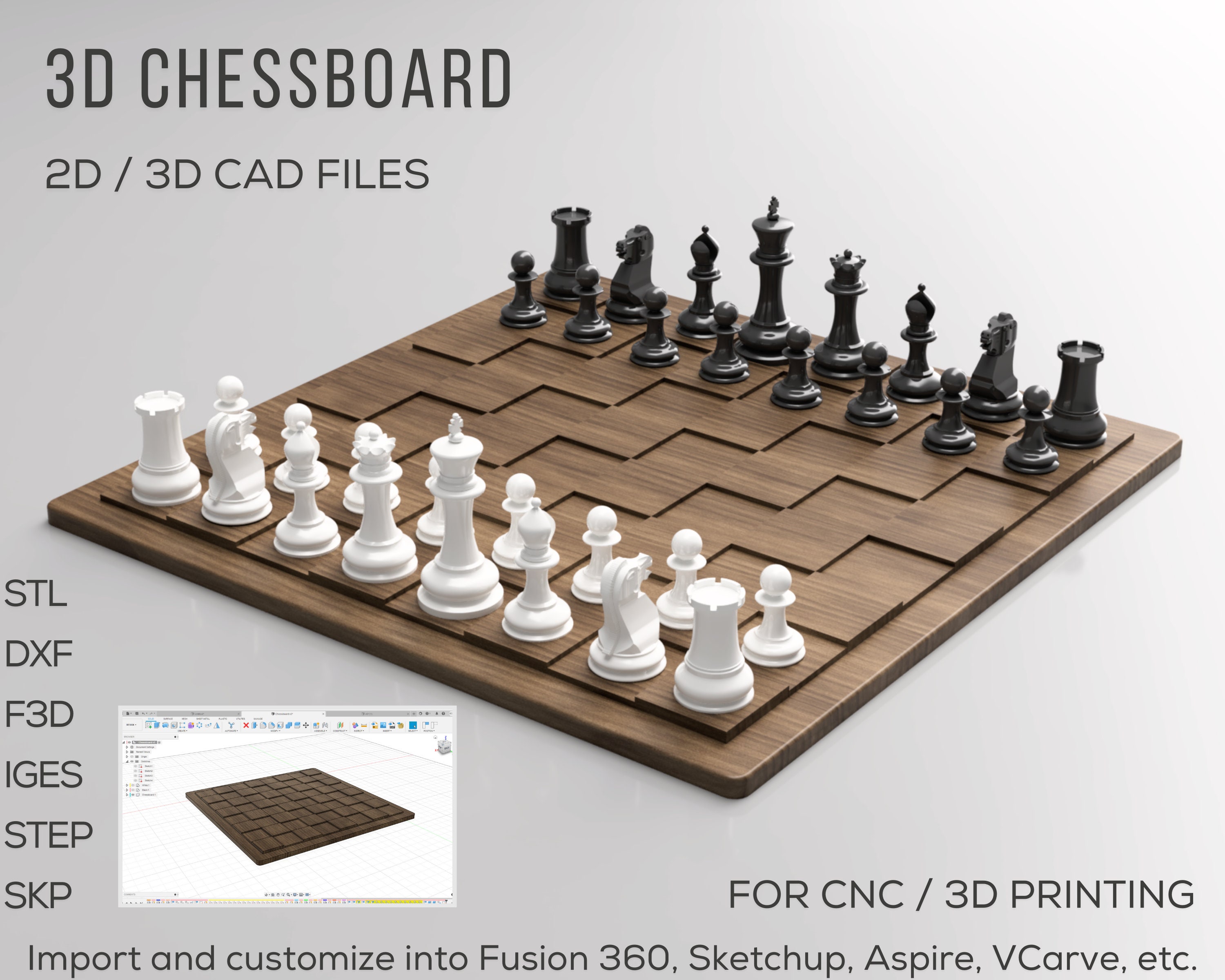 Modeling a Chess Set That Works in 2D and 3D 