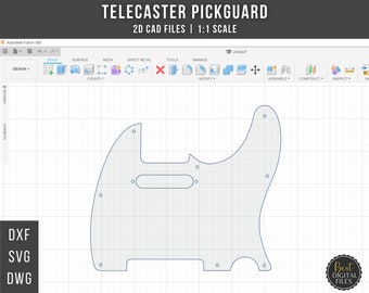 Fender Telecaster Pickguard 2D CAD Files | dxf dwg svg | 1:1 Scale | Instant Download | CNC Cut Files | Guitar Build Plan | 3D Printing