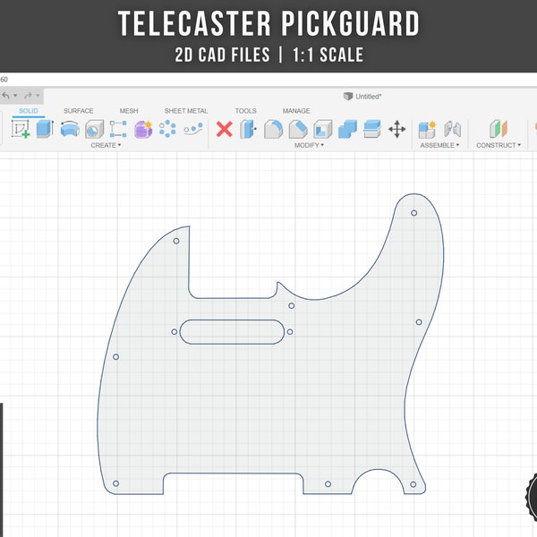 Fender Telecaster Pickguard 2D CAD Dateien | dxf dwg svg | 1:1 Maßstab | Sofortdownload | CNC-Schnittdateien | Gitarre Bauplan | 3D Druck