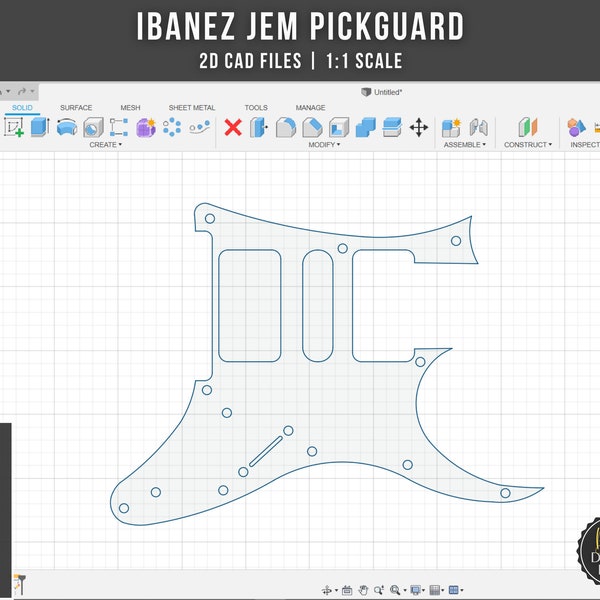 Ibanez JEM Pickguard dxf svg png 2D CAD Files | 1:1 Scale | Instant Download | Cnc Laser Cut File | 3D Printing Electric Guitar | Build Plan