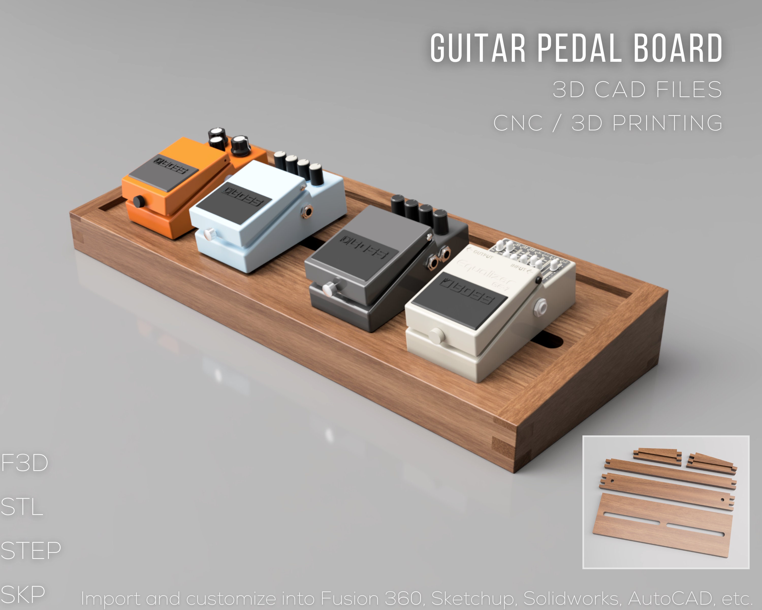 100% Premium Hardwood Mini Pedalboard - Gorgeous Pedal Boards