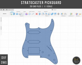 Stratocaster Humbucker 11-Hole Pickguard Digital Files | 1:1 Scale | DXF DWG | Instant Download | cnc laser cut files | Electric Guitar