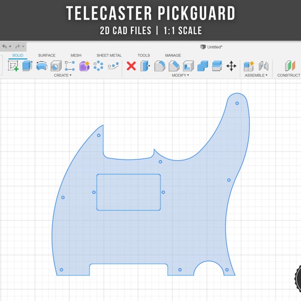 Fender Telecaster Pickguard 2D CAD Files | dxf dwg svg ai png | 1:1 Scale | Instant Download | CNC Machining | 3D Printing Guitar Parts