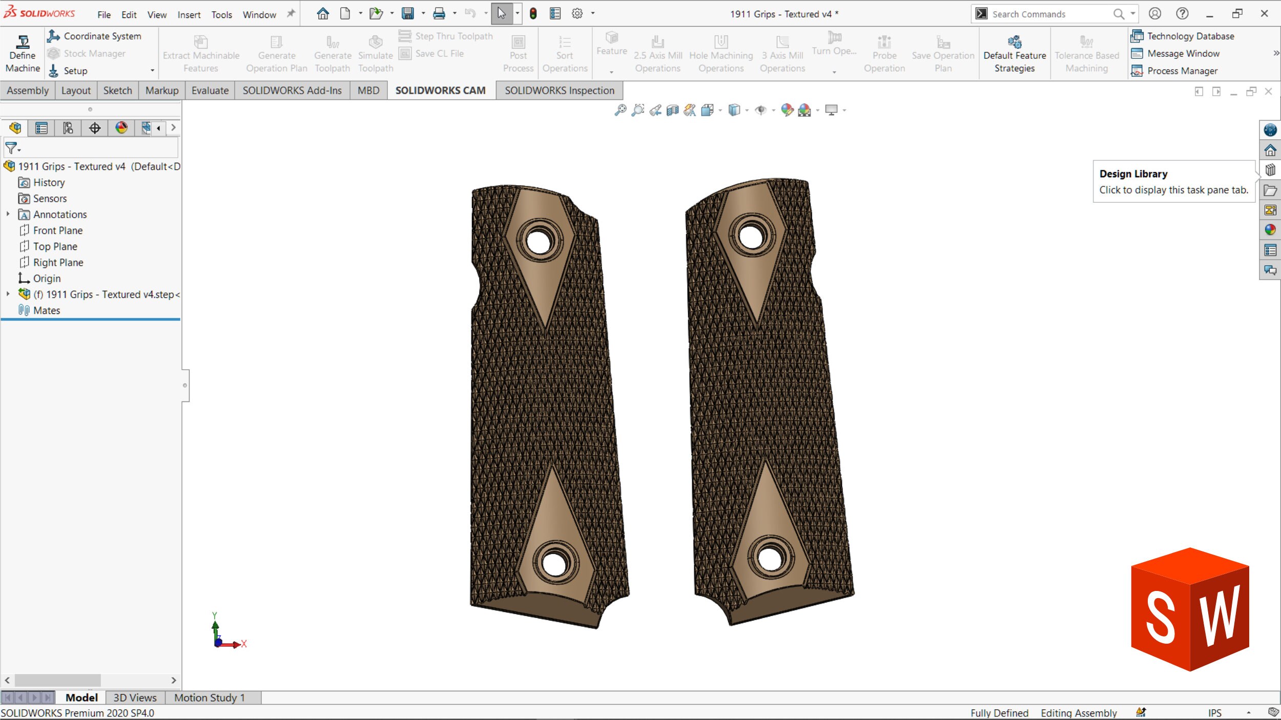 1911 Grips 3D CAD Files Stl Step Skp Obj 3mf F3d 1:1 Scale Instant ...