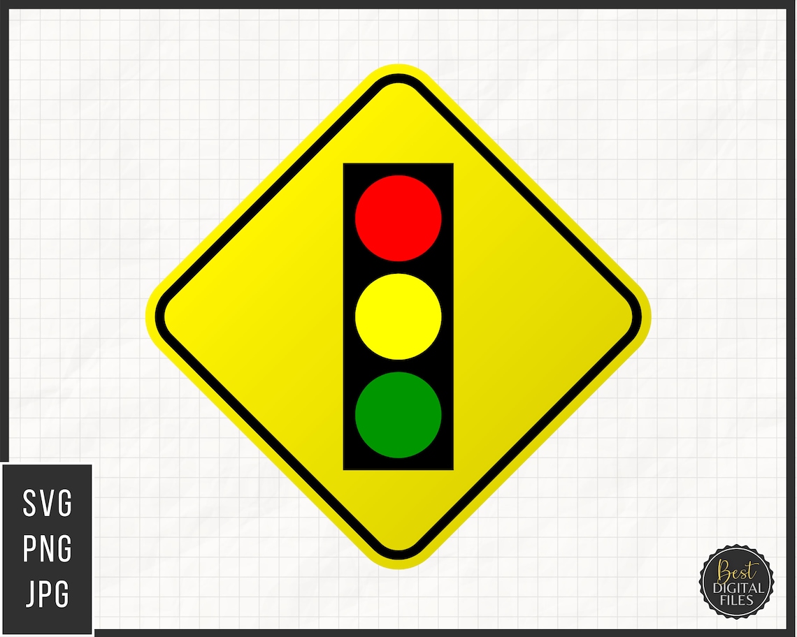 Stop Light Ahead Street Sign SVG PNG JPG Files Instant Download Street