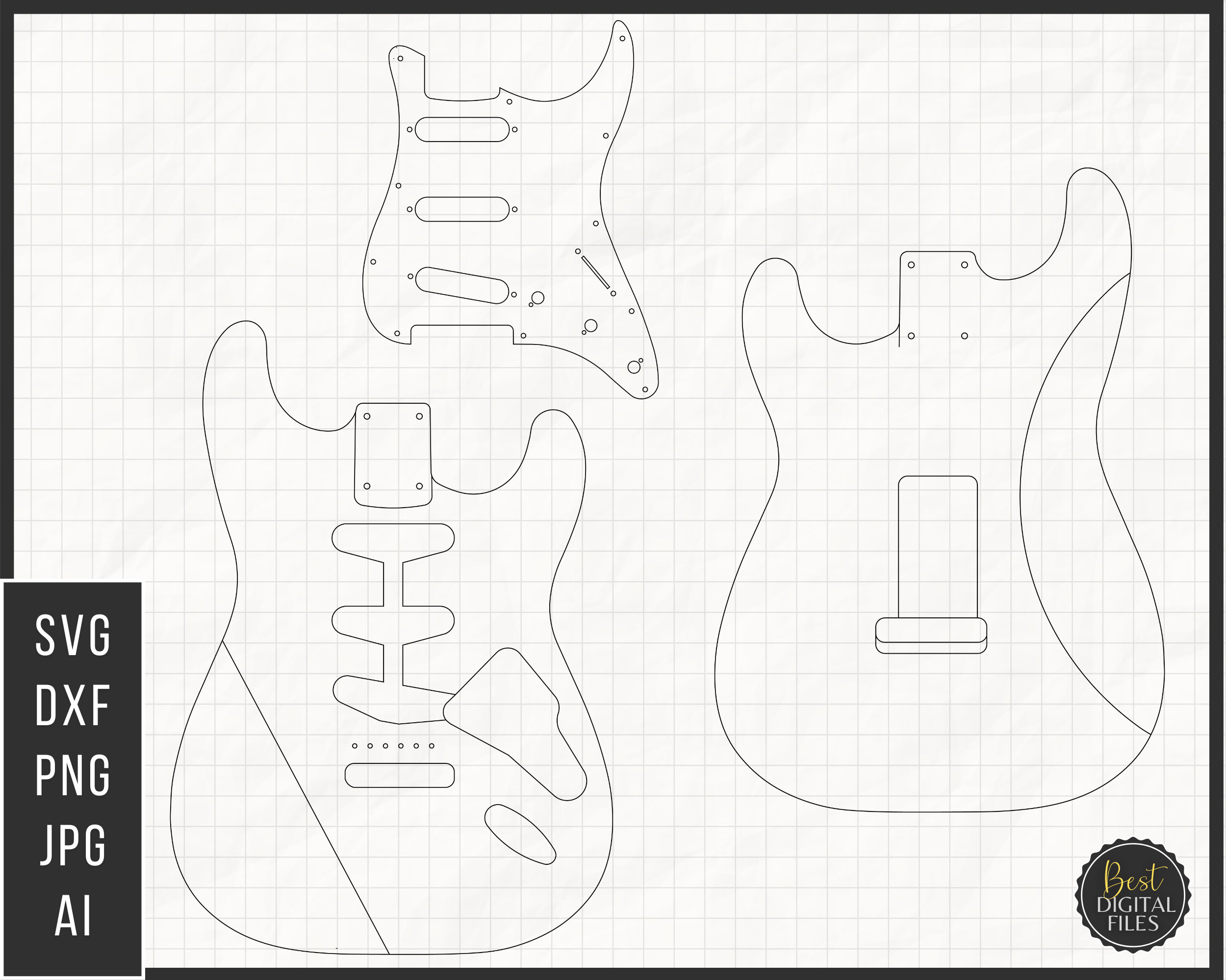 1960s Stratocaster Body and Pickguard Digital Files DXF SVG | Etsy