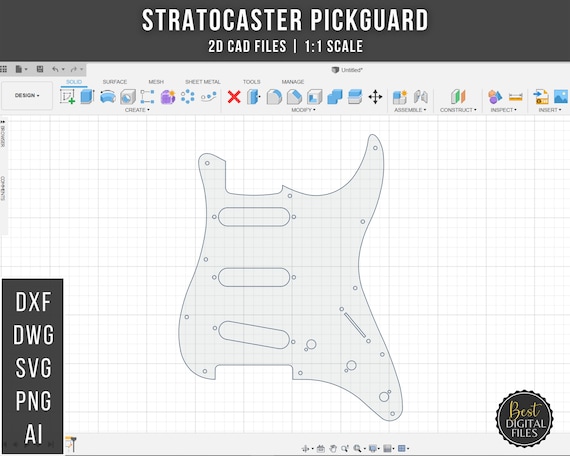 Fender Stratocaster Pickguard Digital Files 1:1 Scale DXF - Etsy