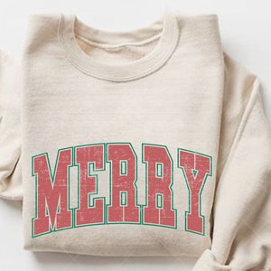 Merry Christmas Varsity PNG: Shirt Design (Digital Download)