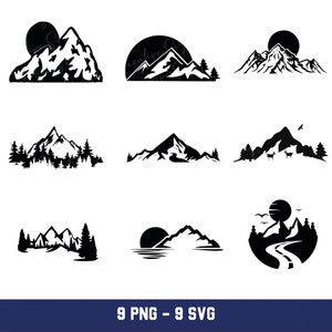 Mountain SVG Bundle, Mountain Silhouette SVG,  Hills Svg | Mountain png