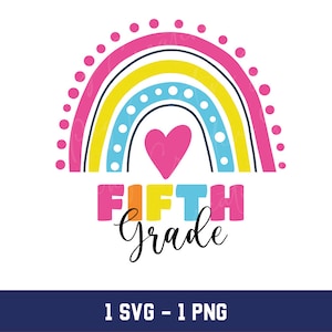 Fifth Grade Rainbow SVG: Back To School PNG (Digital Download)