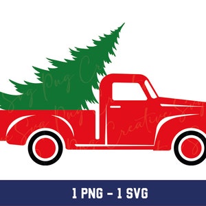 Christmas Truck with Tree PNG SVG: Holiday Clipart (Digital Download)