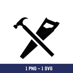 Crossed Hammer Saw Png, Crossed Hammer Saw Svg, Repair Builder svg,Repair Builder Png, Crossed Hammer Svg