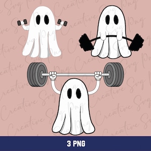 Dead Lift Ghost Png, Halloween Gym Ghost Png, Weightlifting Ghost Png