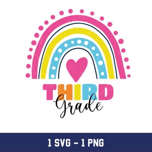 Third Grade Rainbow SVG: Back To School PNG (Digital Download)