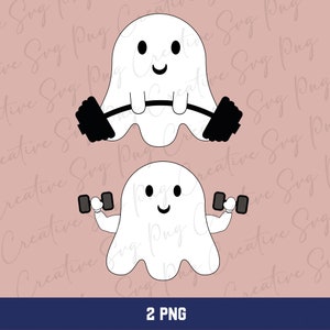 Halloween Gym Ghost PNG: Weightlifting Deadlift Clipart (Digital Download)
