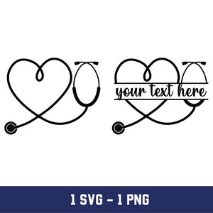 Stéthoscope fendu, monogramme de nom de stéthoscope, monogramme de stéthoscope SVG, SVG d&#39;infirmière, coeur de stéthoscope d&#39;infirmière, stéthoscope de docteur