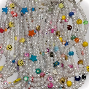 NEW DESIGNS AVAILABLE!! Pearl Beaded Necklaces, Y2K Inspired Pearl Beaded Necklace, 90’s Chunky Statement Necklace