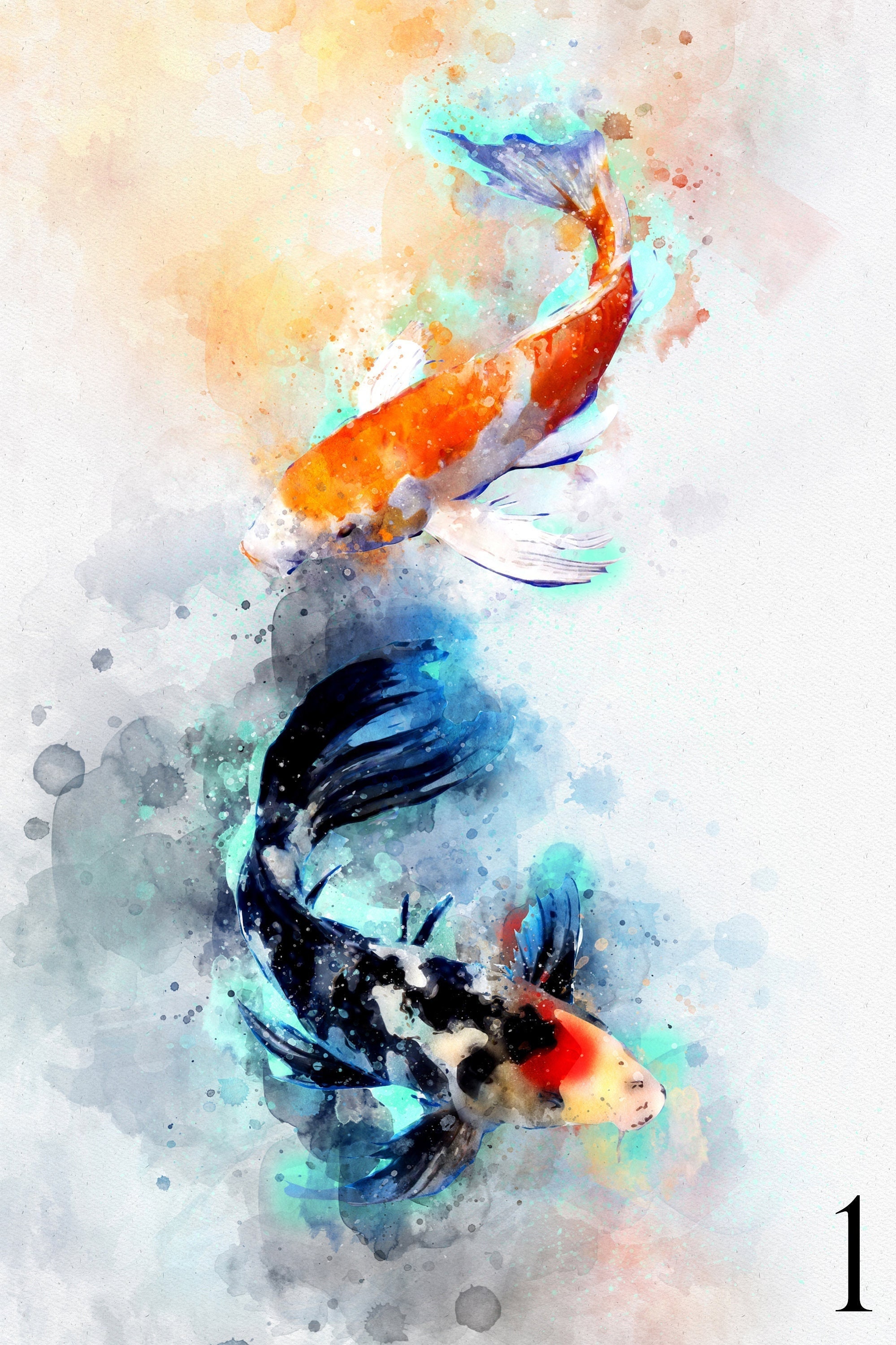 Blue koi painting