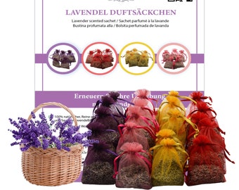 Lavendelsäckchen, staubfreiem langanhaltendem Lavendel, 20 x 6g Duftsäckchen als Mottenschutz, Lavendel getrocknet in bunten Beuteln