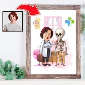 Custom Orthopedic Doctor Caricature Portrait  Personalized Doctor Cartoon Portrait Female Doctor Caricature from Photo Funny Doctor Gift