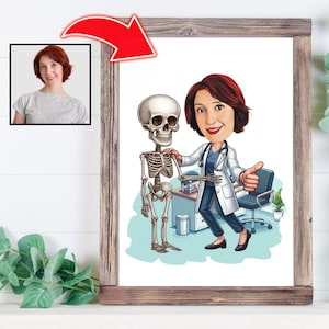 Orthopedic Surgeon Gift Custom Female Doctor Caricature from Photo Personalized Doctor Cartoon Portrait Funny Doctor Gift Birthday Gift