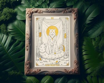 The High Priestess - II - Tarot card foil A3 signed print