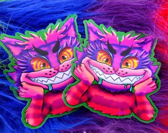 CHESHIRE CAT STICKER We're All Mad Here
