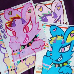 2 RANDOM hand drawn BUNNEH STICKERS