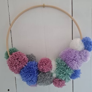 Pastel Pom Pom Wreath