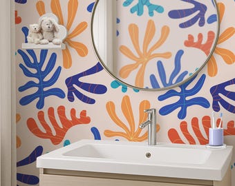 Colorful Abstract Sea Corals Wallpaper -  Under the Sea Peel and Stick Ocean Wall Mural S102