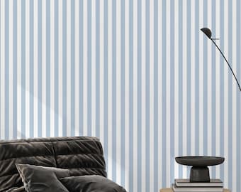 Light Blue Striped Removable Wallpaper – Vertical Stripe Peel and Stick Geometric Wall Mural S018