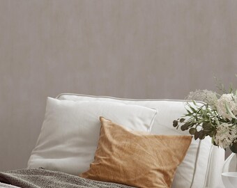 Taupe Plaster Look Wallpaper - Minimalist Textured Japandi Style Peel and Stick Wall Mural S155