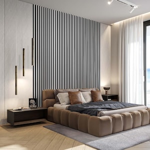 Black & White Stripes Peel and Stick Wallpaper - Modern Vertical Line Removable Wallcover - Geometric Print Self Adhesive Wall Mural S031