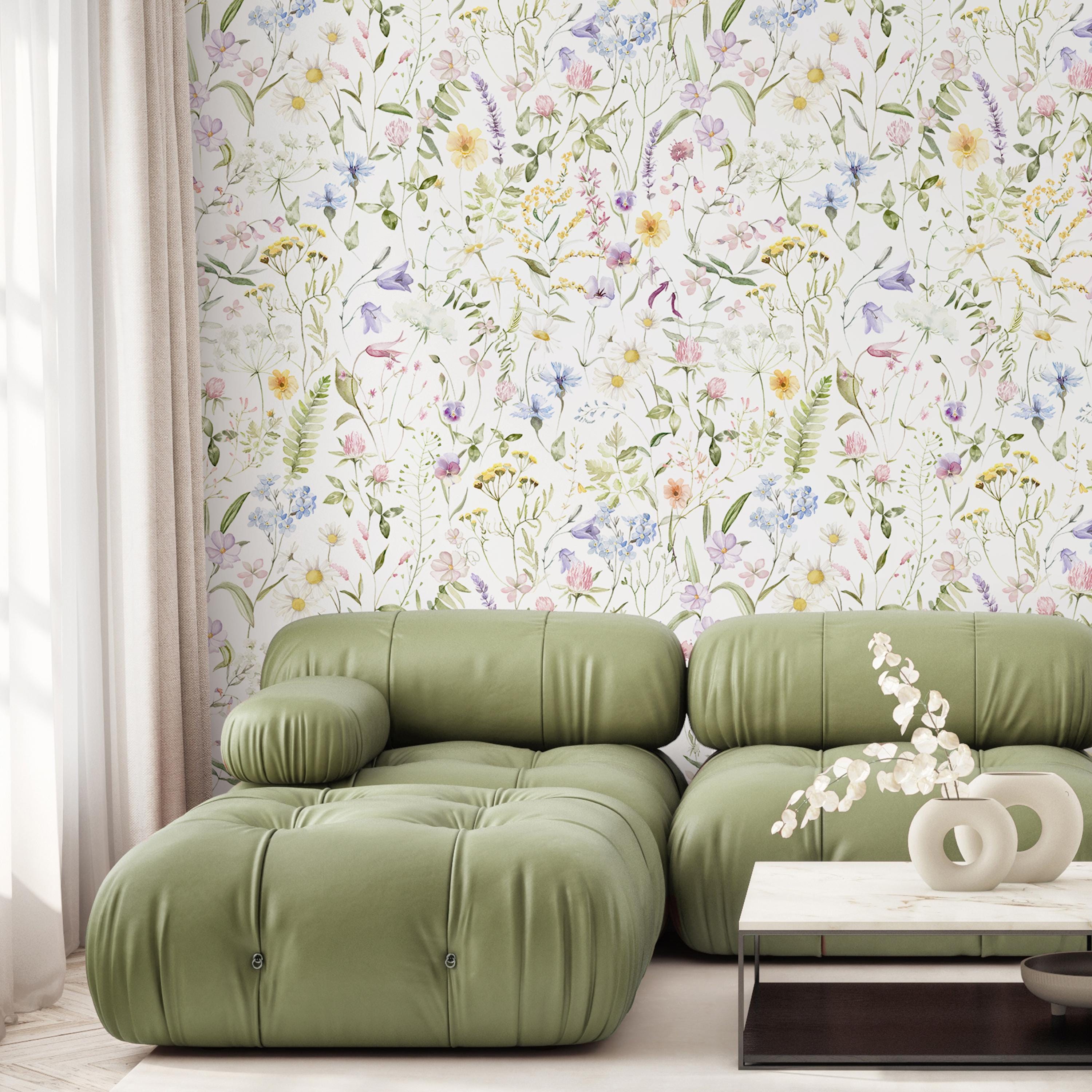 Pastel Wildflower Floral Wallpaper - Meadow Flowers Peel and Stick ...