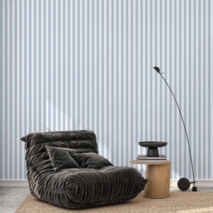Light Blue Stripes Peel & Stick Wallpaper - Modern Vertical Line Removable Wallcover - Geometric Nursery Print Self Adhesive Wall Mural S018