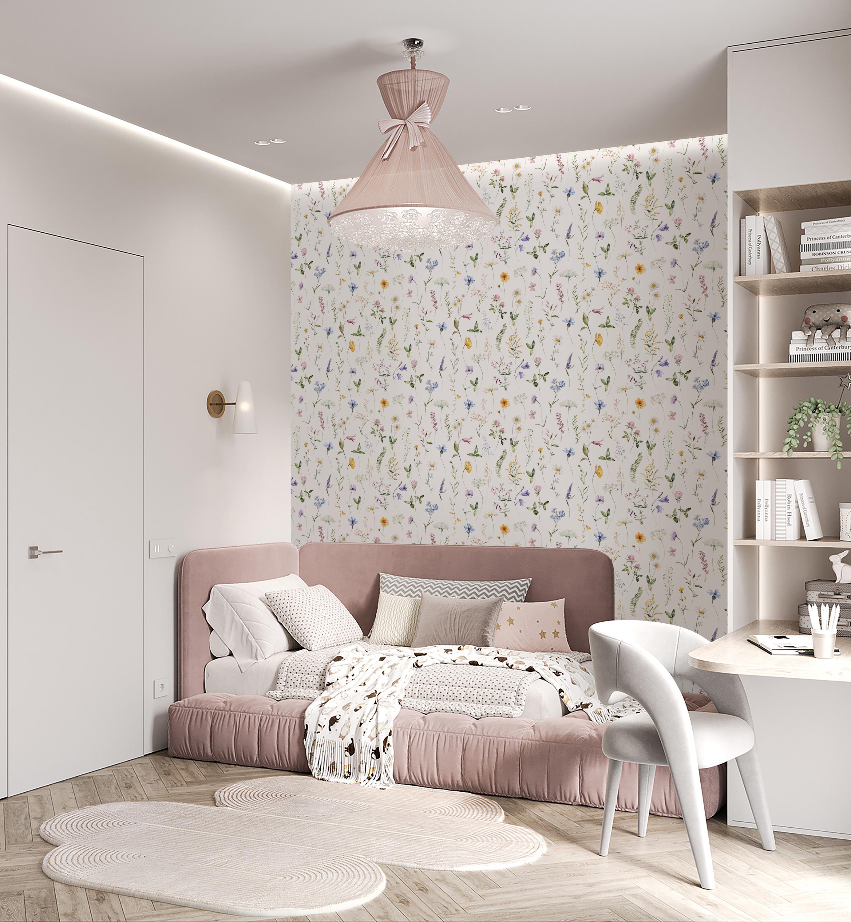 Wildflower Floral Botanical Nursery Wallpaper – Watercolor Meadow ...