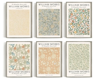 William Morris Poster, Exhibition Print, William Morris Print, Exhibition Poster, Retro Prints, Morris Print, Beige Wall Art, 736