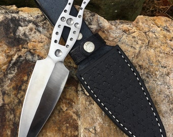 Fantasy Knife with Handmade Black Leather Sheath