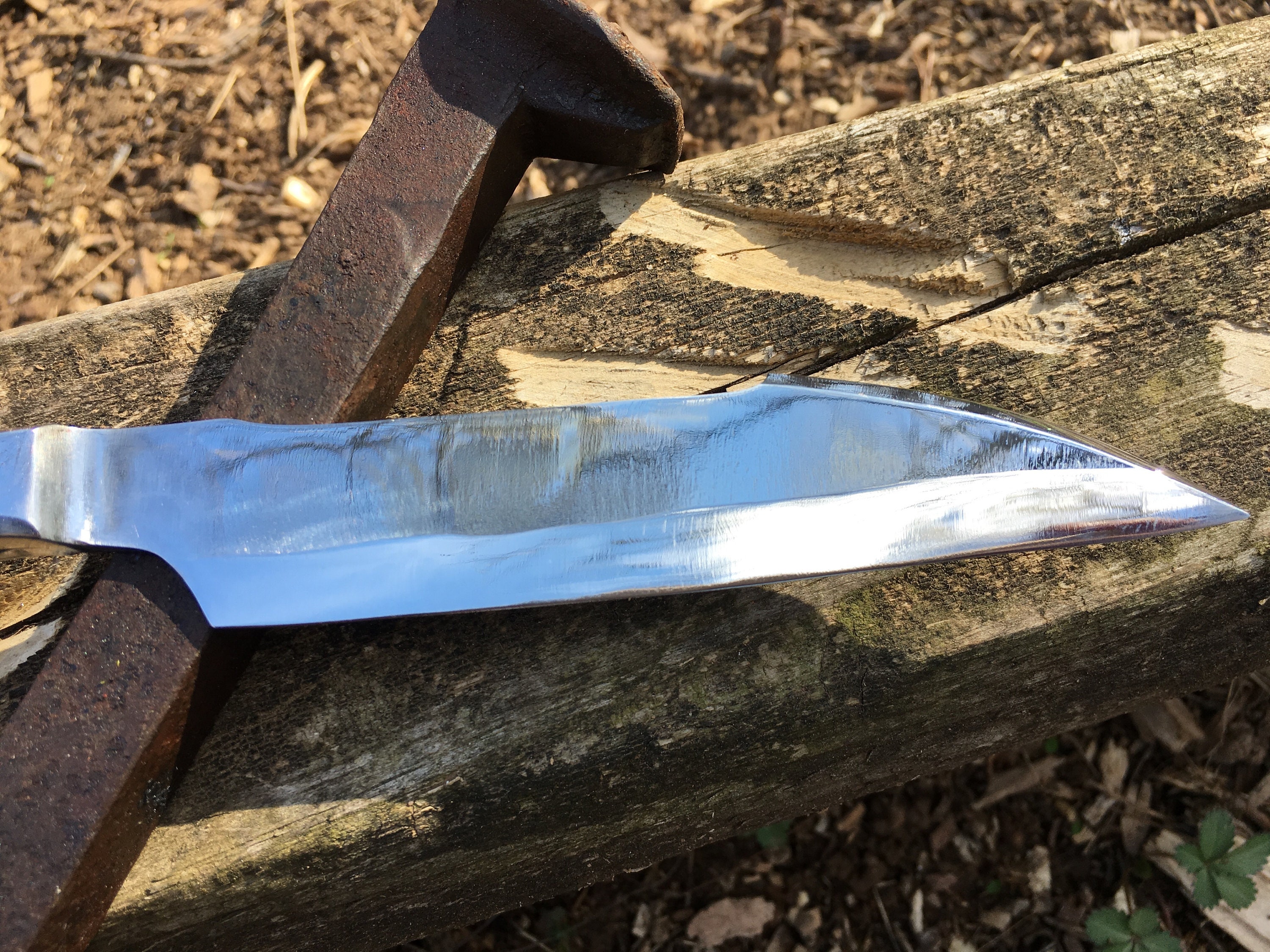 Hand Twisted “Alligator Scale” Railroad Spike Knife With Brown