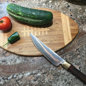 Hand Forged Kitchen Knife With Brass Bolster And Pine Wood Handle (Made In USA)