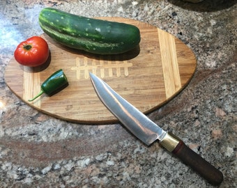 Hand Forged Kitchen Knife With Brass Bolster And Pine Wood Handle (Made In USA)