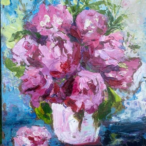 Flor, pintura original, óleo, cartón, espátula, empaste, 8x10'