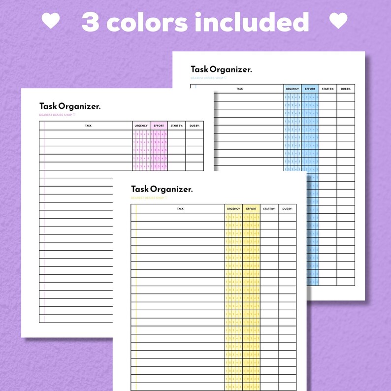 Printable ADHD Task Organizer Todo List With Effort and Etsy