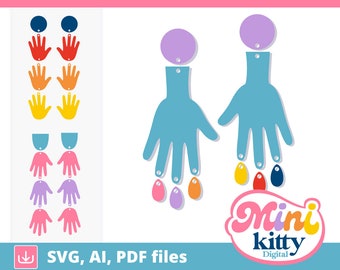 Funky Hands Earring File - DIGITAL DOWNLOAD - Cut File - Evil Eye, Third Eye