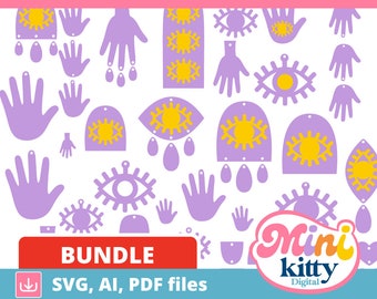 BUNDLE Hands and Eyes Earring File - DIGITAL DOWNLOAD - Cut File - Evil Eye, Third Eye